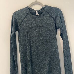 Lululemon Swiftly Tech Dark Gray/Green Long Sleeve Athletic Top